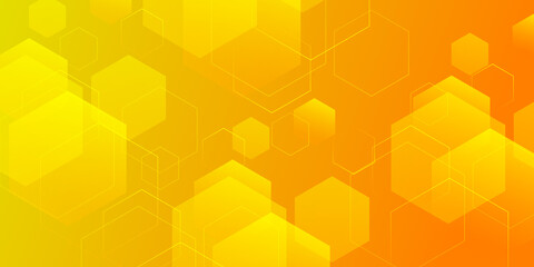 Fototapeta na wymiar Abstract hexagonal yellow and orange color technology background