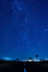 country road to stars in the sky Hokkaido Japan