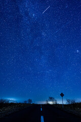country road to stars in the sky Hokkaido Japan