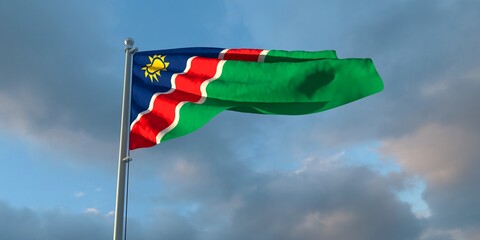 3d rendering of the national flag of the Namibia