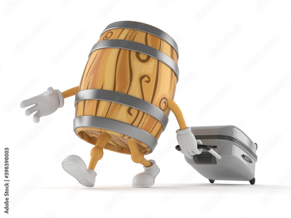 Poster cask character with suitcase