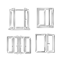 Window. Hand drawn sketch illustration. window vector sketch illustration
