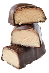 Chocolate marzipan bar isolated