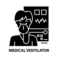 medical ventilator icon, black vector sign with editable strokes, concept illustration