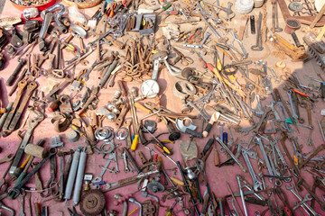 pile of old and antique tools