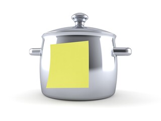 Obraz premium Kitchen pot with blank yellow sticker