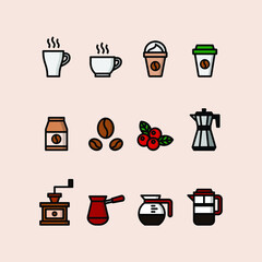 FLAT COFFEE ICON SET