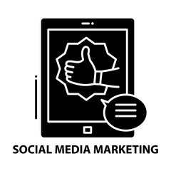 social media marketing icon, black vector sign with editable strokes, concept illustration