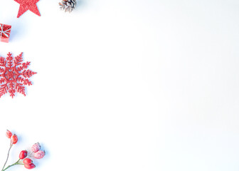 Christmas background with snowflakes and decoration