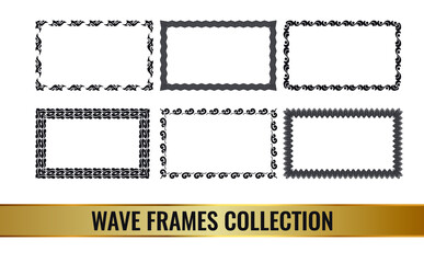 A set of simple stylish isolated frames with a wave pattern. Vector illustration