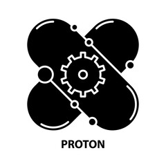 proton icon, black vector sign with editable strokes, concept illustration