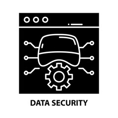 data security symbol icon, black vector sign with editable strokes, concept illustration