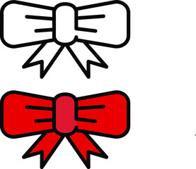 Tape, Holiday gift decoration, valentine present tape knot, shiny sale ribbons set. Vector illustration christmas tie for gifts on white background