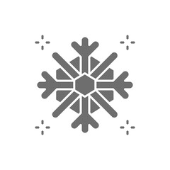 Snowflake, snow, winter grey icon. Isolated on white background