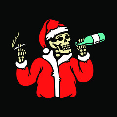 the new year is a skeleton with a beer and a cigarette	
