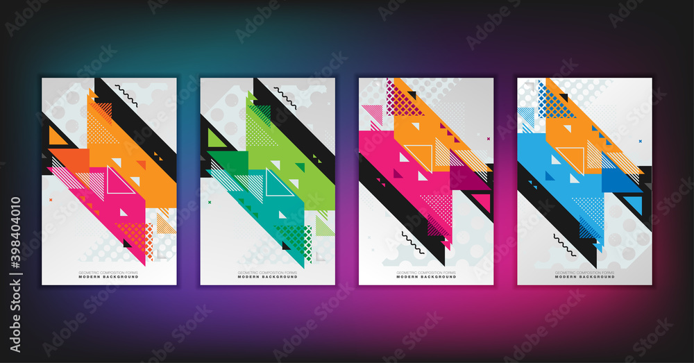 Aufkleber abstract geometric composition forms modern background with decorative triangles and patterns backdr