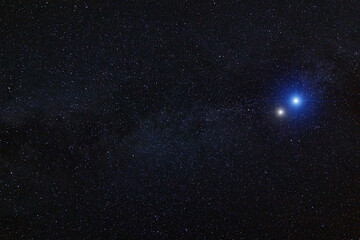 Milky Way stars and starry skies photographed with long exposure.