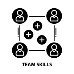 team skills icon, black vector sign with editable strokes, concept illustration