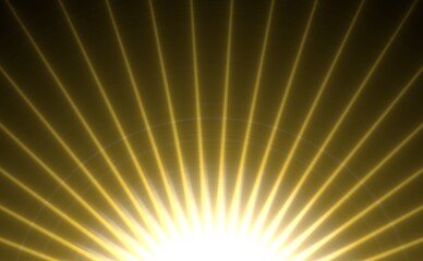 Obraz premium 闇を照らす金色の光、3Dレンダリング