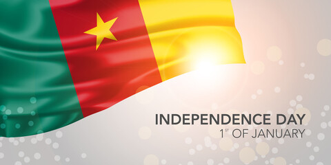 Cameroon happy independence day vector banner, greeting card