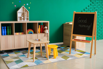 Interior of modern playroom in kindergarten