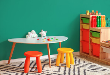 Interior of modern playroom in kindergarten