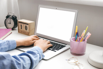 Girl doing homework at home