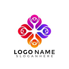 Human community logo, people group modern colorful logos Designs Vector