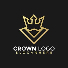 Golden Crown Victory Modern Logos Design Vector Illustration Template