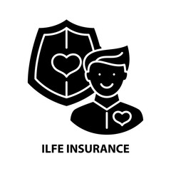 ilfe insurance icon, black vector sign with editable strokes, concept illustration