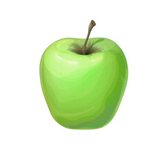green ripe juicy apple illustration isolated on white or transparent background. Vector image of tasty bright fruit. delicious apple icon in realistic 3d style for banner, logo, market products design