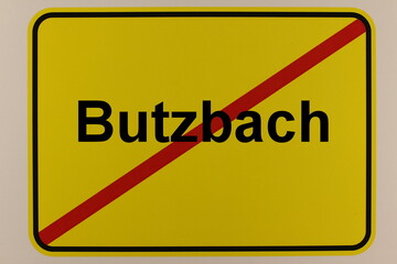 Illustration des Stadtausgangsschildes der Stadt Butzbach