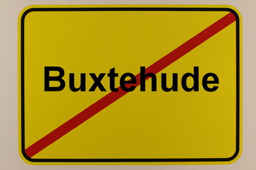Illustration des Stadtausgangsschildes der Stadt Buxtehude