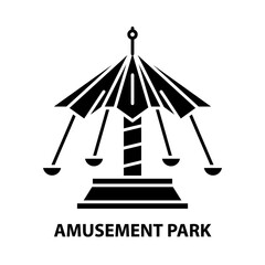 amusement park icon, black vector sign with editable strokes, concept illustration
