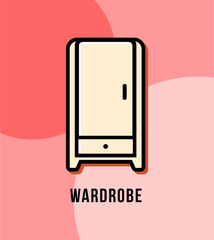 Wardrobe one door vector design minimalist