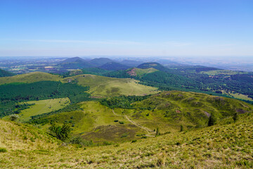 french panorama of old mountain Puy de Dôme volcano in Auvergne france