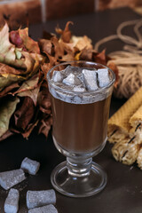 Cocoa with marshmallows. Cozy winter drink.