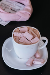 Cocoa with marshmallows. Cozy winter drink.