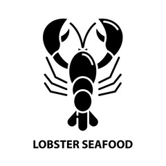 lobster seafood icon, black vector sign with editable strokes, concept illustration