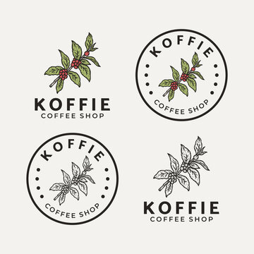 Set of Vector Vintage Coffee Logo Badges Retro Old-styled Labels for Cafes