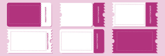 Coupon cards ,gift vouchers or certificates.Discount coupon ,ticet card of promotion sale for website,social media. Set of cards on pink background, vector Illustration.