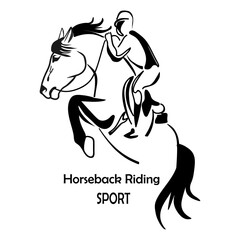 Horse riding silhouette.  Equestrian sport icon.  Vector horse show jumping logo.  You can add your own text! 