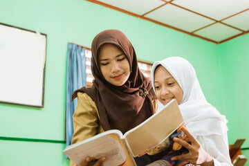 Indonesian teachers who are helping their students in lessons