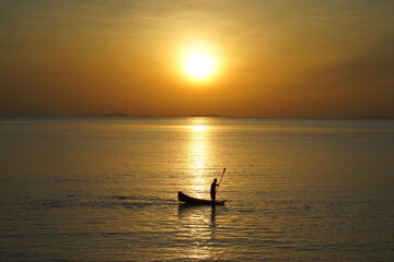 Fototapeta premium Small boat fishing rayong thailand.