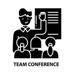 team conference icon, black vector sign with editable strokes, concept illustration