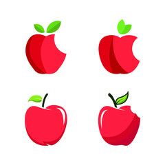 Cute vector set of apple fruit character in different action emotion. Collection of apple characters in different expressions, Funny fruit character isolated on white background