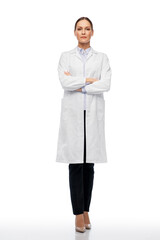 medicine, profession and healthcare concept - female doctor or scientist in white coat