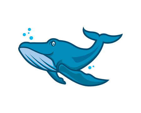 Swimming Whale with Smiling Expression