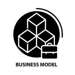 business model icon, black vector sign with editable strokes, concept illustration
