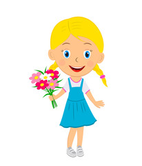 cute cartoon girl with flowers